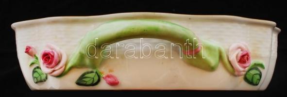 Herendi osztott füles kínáló, kézzel festett, jelzett, hibátlan, 34×23 cm