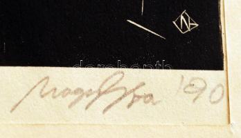 Olvashatatlan jelzéssel: Gyergyószentmiklós. Linó, papír, jelzett, paszpartuban, 16x12 cm