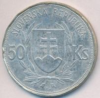 Szlovákia 1944. 50K Ag Függetlenség 5. évfordulója T:2- ph. Slovakia 1944. 50 Korun Ag 5th Anniversary of Independence C:VF edge error Krause KM#10