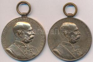 1898. "Jubileumi Emlékérem Fegyveres Erő Számára / Signum memoriae" (2x) Br kitüntetések mellszalag nélkül T:2-,3 Hungary 1898. "Commemorative Jubilee Medal for the Armed Forces" (2x) Br decorations without ribbon C:VF,F NMK 249.