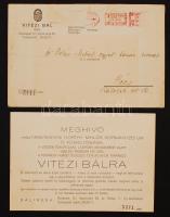 1938 Meghívó a Vitézi bálra, postán elküldött borítékban, Pekár Mihály (1871-1942) egyetemi tanár, orvos, fiziológus részére elküldve