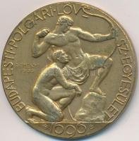 Reményi József (1887-1977) / Berán Nándor (1889-1965) 1938. "Budapesti Polgári Lövész Egyesület / Szent István Jubileumi Emlékverseny" aranyozott fém emlékérem (45,5mm) T:2-