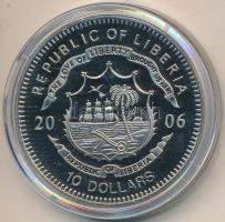 Libéria 2006. 10$ "Szabadság pillanatai-Szabadságszobor 1886" multicolor T:PP Liberia 2006. 10 Dollars "Moments of Freedom-Statue of Liberty 1886" multicolor C:PP
