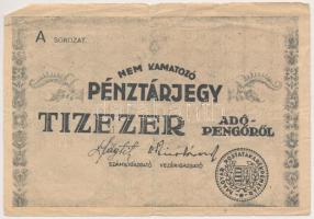 1946. 10.000AP nem kamatozó Pénztárjegy "Másra Át Nem Ruházható" nélkül és számozás nélkül T:III-