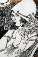 Hollóháza Szász Studió: Érkezés. Szitanyomat, számozott (10/200) porcelán  falitányér, jelzett, hibá...