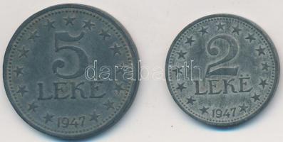 Albánia 1947. 2L Zn + 5L Zn T:2- Albania 1947. 2 Leke Zn + 5 Leke Zn C:VF