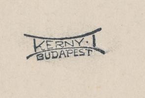 cca 1924 Kerny István (1879-1963): Éjszakai utcakép Budapesten, pecséttel jelzett vintage fotóművész...