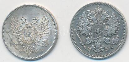 Finnország 1897L 25p Ag + 1917S 25p Ag T:2
Finland 1897L 25 Pennia Ag + 1917S 25 Pennia Ag C:XF