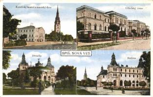 Igló, Katolikus templom, Városháza, színház, iskola, kaszinó / church, town hall, theatre, school, casino (EK)