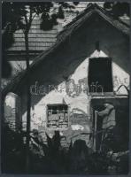 cca 1970 Id. Rácz Endre (1912-1996): Solti pince, aláírt vintage fotóművészeti alkotás, 24x18 cm