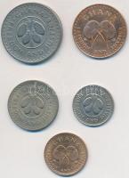Ghána 1967. 1/2p Br + 1p Br + 5p Cu-Ni + 10p Cu-Ni + 20p Cu-Ni T:2-
Ghana 1967. 1/2 Pesewa Br + 1 Pe...