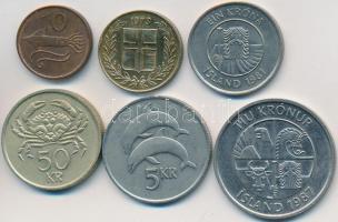 Izland 1973-1987. 10a-50Kr (6xklf) T:vegyes
Iceland 1973-1987. 10 Aurar - 50 Kronur (6xdiff) C:mixed