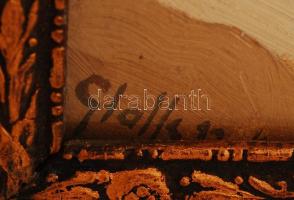 Glatter jelzéssel: Alvó gyermek, olaj, papír, üvegezett fa keretben, 38,5×29 cm