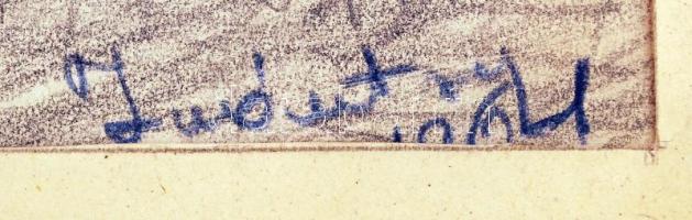 Olvashatatlan jelzéssel: Kapáló asszony, pasztell, papír, paszpartuban, üvegezett fa keretben, 27,5×...