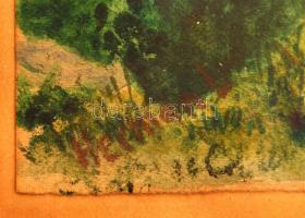 Herman jelzéssel: Napfürdőzés a zöldben, akvarell, papír, üvegezett fa keretben, 20×15 cm