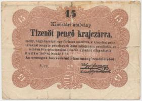 1849. 15Kr "Kossuth bankó" T:III-