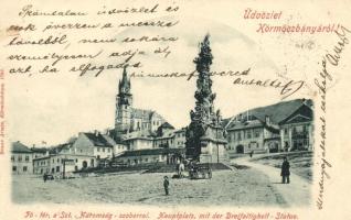 Körmöcbánya, Fő tér, Szentháromság szobor, Braun Armin kiadása / main square, statue