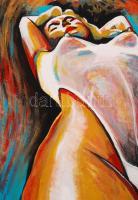 Fenster T. Gábor (1981-): Show girl. Akril, farost, jelzett, 50×60 cm