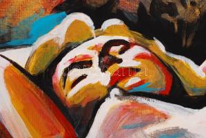 Fenster T. Gábor (1981-): Show girl. Akril, farost, jelzett, 50×60 cm