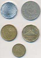 Vegyes: Argentína 1975. 10c sárgaréz + 50c sárgaréz + Uruguay 1976. 20c Al-Br + 1977. 2c Al + 1980. ...