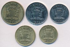 Zambia 1992. 25n Ni-acél + 50n Ni-acél + 1K sárgaréz + 5K sárgaréz + 10K sárgaréz T:2,2-
Zambia 1992...