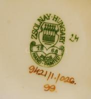 Zsolnay pillangó mintás ékszeres doboz, kézzel festett, hibátlan, jelzett, 7,5×7,5 cm