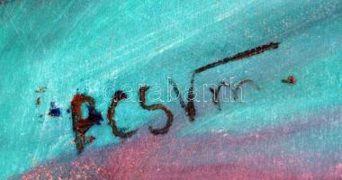 PCSVM jelzéssel: Női fej, vegyes technika, karton, 70,5×50 cm