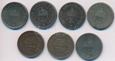 1916-1918KB 2f Fe (5x) + 1946-1947. 2f tombak (2xklf) T:2-