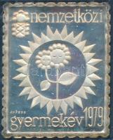 1979. "Nemzetközi Gyermekév" Ag bélyegérem eredeti, sérült ÁPV tokban (3.41g/0.835/27x22mm) T:PP