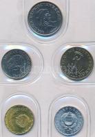 1988. 2f-20Ft 10xklf "Magyar Népköztársaság" forgalmi érméi világoskék műbőrtokban T:1