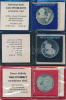 1981. 100Ft Ni "FAO" + 1983. 100Ft alpakka "Széchenyi István" + 1984. 100Ft alpa...