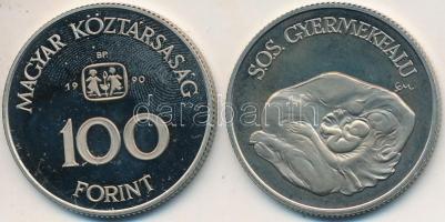 1990. 100Ft "SOS Gyermekfalu" (2x) T:PP egyik ujjlenyomatos