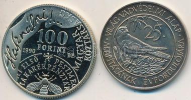 1986. 100Ft alpakka "Fáy András" + 1988. 50Ft "Világ Vadvédelmi Alap II." T:PP,B...