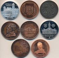 8db klf emlékérem, főleg MÉE, közte Bozó Gyula (1913-2004) 1989. "George Bush látogatása Magyarországon" fényes Br emlékérem (42,5mm), Lapis András (1942-) 1988. "MÉE - Wesselényi Miklós - A nagy árvíz emlékére" Br emlékérem, Fritz Mihály (1947-) "Néprajzi Múzeum - Budapest / Szabó Géza ötvösmester" fém emlékérem (42,5mm) T:1,PP