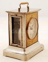 Régi Kienzle márkájú asztali óra, díszes előlappal, felhúzó kulccsal, működik, 10×13×17 cm