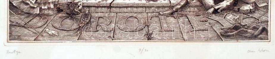 Orosz István (1951-): Dorottya. Rézkarc, papír, jelzett, üvegezett keretben, 47×31 cm