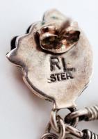 Ezüstözött fém ékszer tétel kő berakással: karkötő + 2 db gyűrű + fülbevaló, kis kopásokkal, apró el...