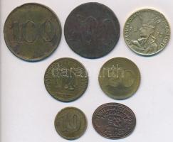 7db vegyes külföldi játékpénz és bárca T:vegyes
7pcs of tokens, and gaming tokens C:mixed