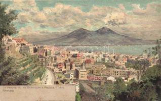 Naples, Le Vesuve vu du Bertolini's Palace Hotel, litho