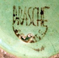 Drasche kis váza, csurgatott mázas, jelzett, apró lepattanással, m:8,5 cm