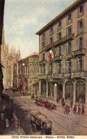 Milan, Milano; Corso Vittorio Emanuele, Hotel Roma, artist signed (fa)