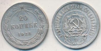Szocialista Szövetségi Szovjet Köztársaság 1922-1923. 20k Ag (2x) T:2-
Russian Socialist Federated S...