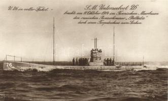 U26 in voller Fahrt, SM Unterseeboot 26 / German navy, submarine (badly cut)