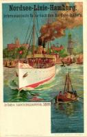 Salon-Schnelldampfer Silvana, Nordsee-Linie-Hamburg / German salon steamship, litho s: Wladimir Linde