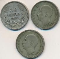 Bulgária 1930. 50L Ag (3x) T:2-,3 Bulgaria 1930. 50 Leva Ag (3x) C:VF,F