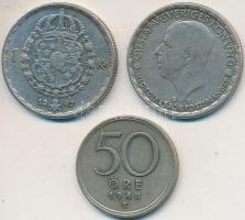 Svédország 1943-1947. 1Kr Ag "V. Gusztáv" + 1948. 50ö Ag T:2-
Sweden 1943-1947. 1 Krona Ag...