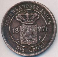 Holland-India 1897. 2 1/2c Cu T:2- Netherlands East Indies 1897. 2 1/2 Cents Cu C:VF