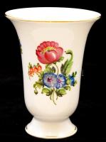 Herendi virág mintás váza, kézzel festett, jelzett, m:13 cm