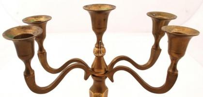 Réz ötágú gyertyatartó, állítható, m:25 cm