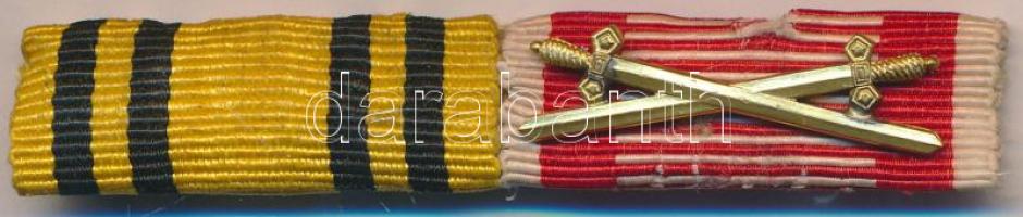 2db klf szalagsáv fém tartón, összevarrva, egyik kardokkal T:2